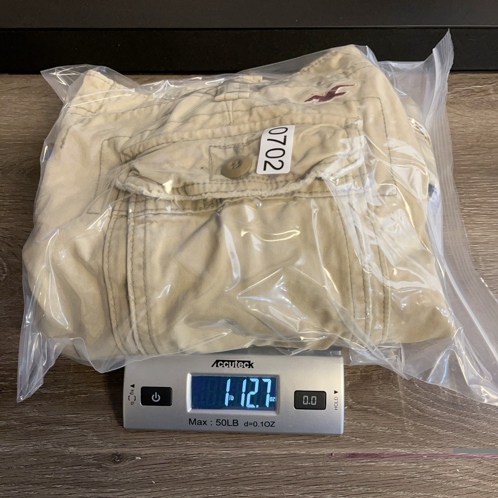 Hollister Y2K Cargo Shorts Mens 36 Beige Baggy Khaki Button Fly Canvas Pockets - Picture 11 of 11